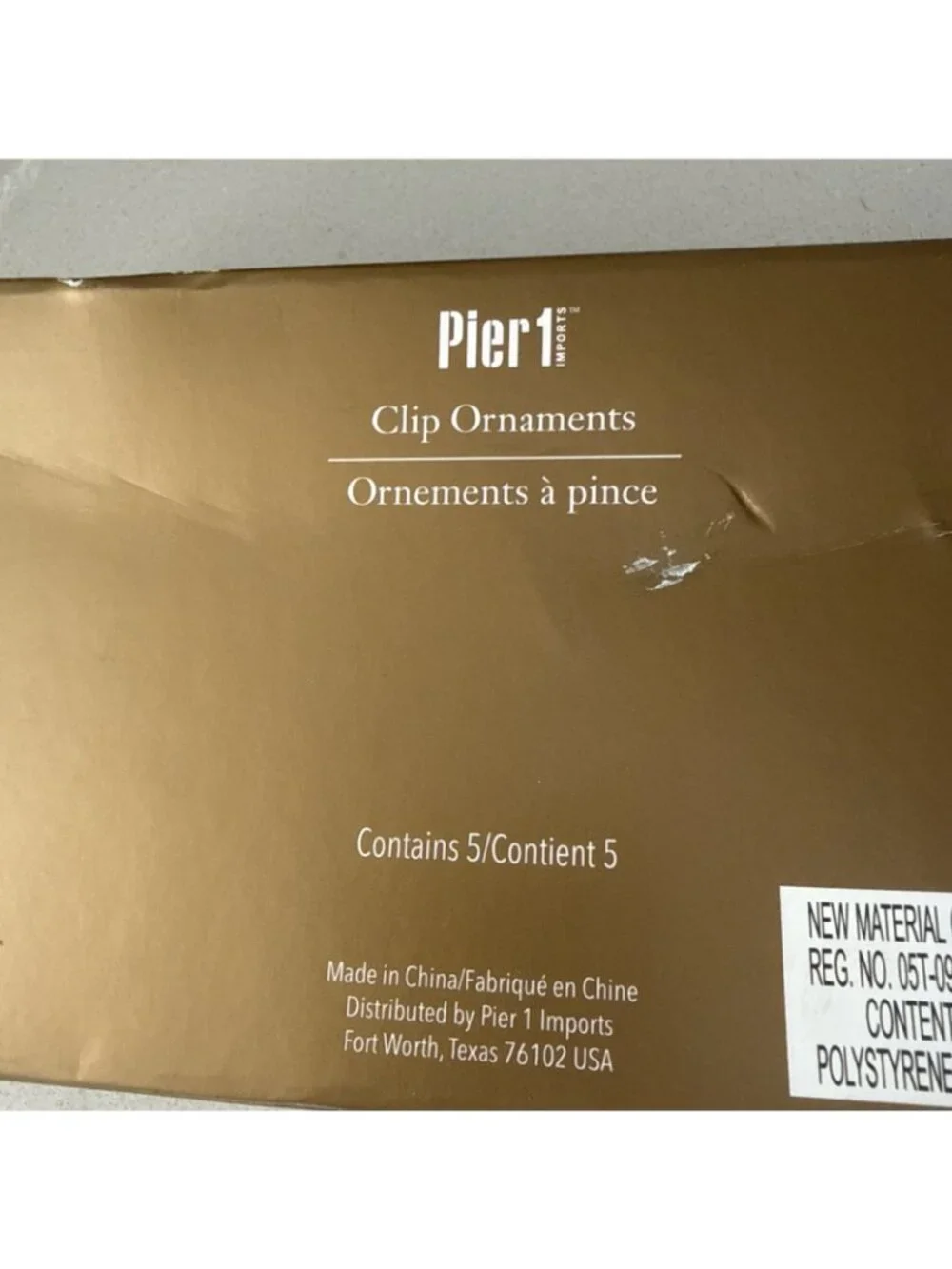 NEW IN BOX Pier 1 Christmas Ornaments Clip On Glittery Birds Cardinals Set Of 5